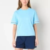 Xersion Womens Cotton Crew Neck Short Sleeve T-shirt In Blue