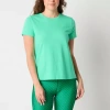 Xersion Womens Cotton Crew Neck Short Sleeve T-shirt In Green