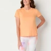 Xersion Womens Cotton Crew Neck Short Sleeve T-shirt In Orange