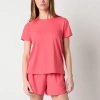 Xersion Womens Cotton Crew Neck Short Sleeve T-shirt In Pink