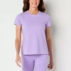 Xersion Womens Cotton Crew Neck Short Sleeve T-shirt In Purple