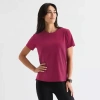 Xersion Womens Cotton Crew Neck Short Sleeve T-shirt In Red
