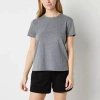 Xersion Womens Cotton Crew Neck Short Sleeve T-shirt Tall In Gray