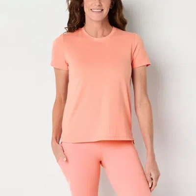 Xersion Womens Cotton Crew Neck Short Sleeve T-shirt Tall In Pink