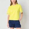 Xersion Womens Cotton Crew Neck Short Sleeve T-shirt In Yellow