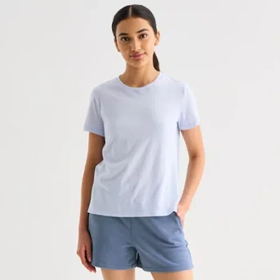 Xersion Womens Cotton Crew Neck Short Sleeve T-shirt Tall In Blue