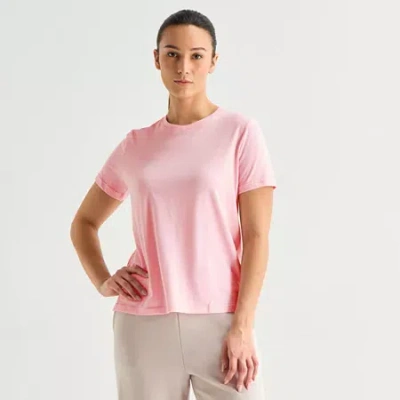 Xersion Womens Cotton Crew Neck Short Sleeve T-shirt Tall In Pink