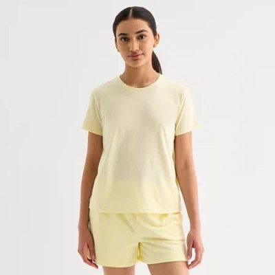 Xersion Womens Cotton Crew Neck Short Sleeve T-shirt In Yellow