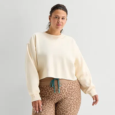 Xersion Womens Crew Neck Long Sleeve Plus Sweatshirt In White