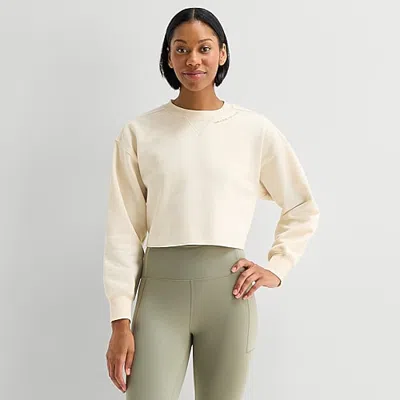 Xersion Womens Crew Neck Long Sleeve Sweatshirt In White
