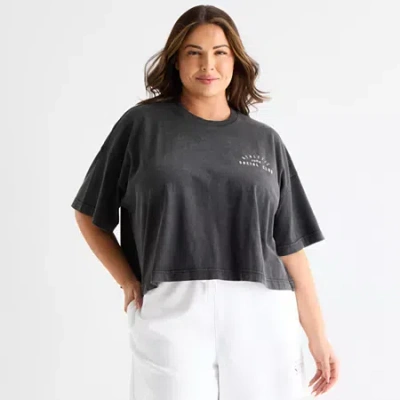 Xersion Womens Crew Neck Short Sleeve Active Plus T-shirt In Black