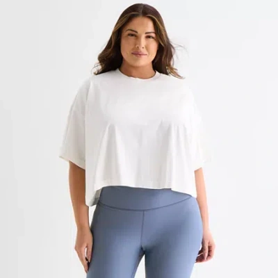 Xersion Womens Crew Neck Short Sleeve Active Plus T-shirt In White