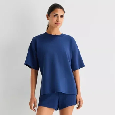 Xersion Womens Crew Neck Short Sleeve Active T-shirt In Blue