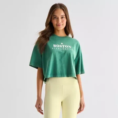 Xersion Womens Crew Neck Short Sleeve Active T-shirt In Green