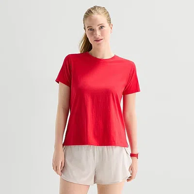 Xersion Womens Crew Neck Short Sleeve Active T-shirt In Red
