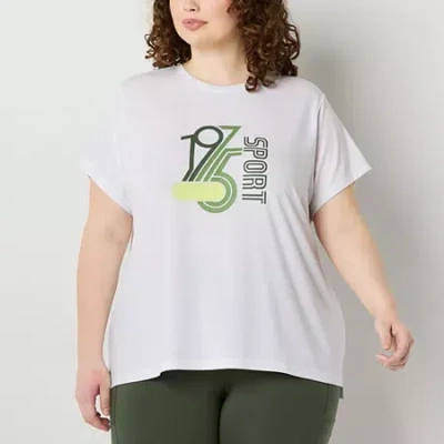 Xersion Womens Crew Neck Short Sleeve Graphic T-shirt Plus In White