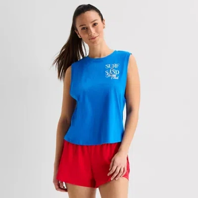 Xersion Womens Crew Neck Sleeveless Tank Top In Blue