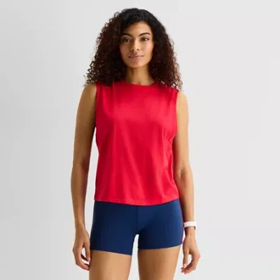 Xersion Womens Crew Neck Sleeveless Tank Top In Red