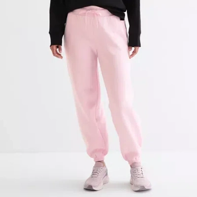 Xersion Womens Drawstring Waist Cuffed Mid Rise Regular Fit Tall Fleece Active Jogger Pant In Pink