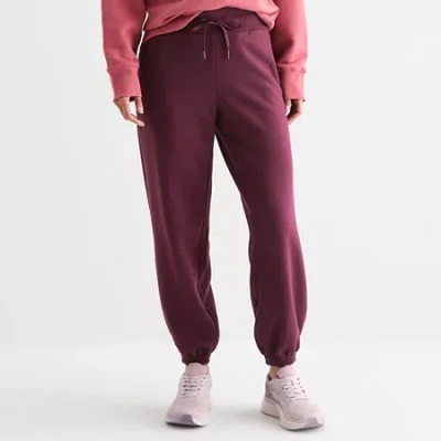 Xersion Womens Drawstring Waist Cuffed Mid Rise Regular Fit Tall Fleece Active Jogger Pant In Red