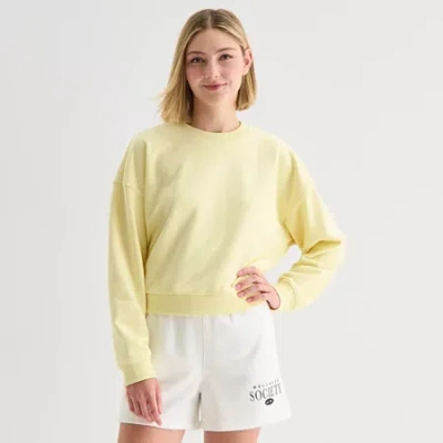 Xersion Womens French Terry Crew Neck Long Sleeve Sweatshirt In Yellow