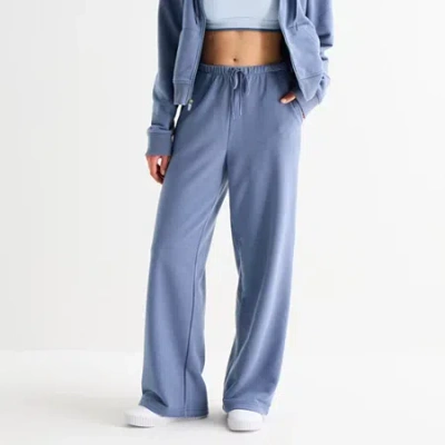 Xersion Womens French Terry Wide Leg Mid Rise Regular Fit Active Pull-on Pant In Blue