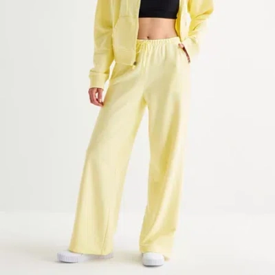 Xersion Womens French Terry Wide Leg Mid Rise Regular Fit Active Pull-on Pant In Yellow