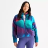 Xersion Womens Heavyweight Novelty Sherpa Softshell Jacket In Blue