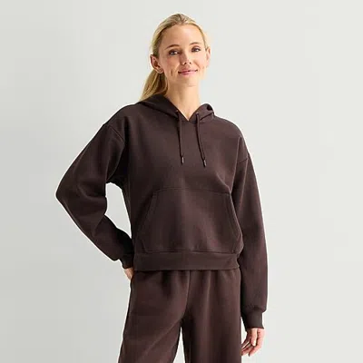 Xersion Womens Long Sleeve Active Petite Hoodie In Brown