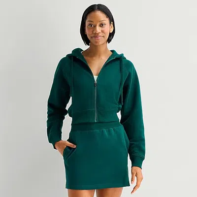 Xersion Womens Long Sleeve Fleece Active Hoodie In Green