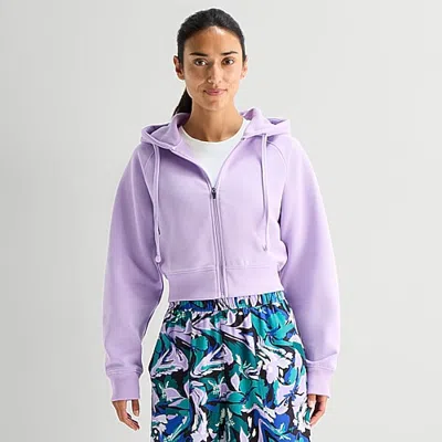 Xersion Womens Long Sleeve Fleece Active Hoodie In Purple