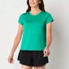 Xersion Womens Mesh Crew Neck Short Sleeve T-shirt Tall In Green
