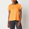 Xersion Womens Mesh Crew Neck Short Sleeve T-shirt Tall In Orange
