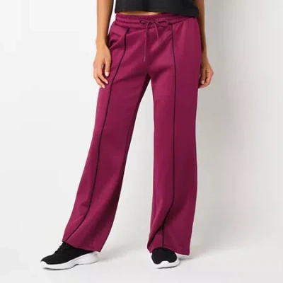 Xersion Womens Mid Rise Moisture Wicking Knit Straight Track Pant In Red