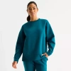 Xersion Womens Oversized Super Soft Fleece Crewneck Sweatshirt In Green