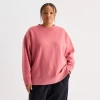 Xersion Womens Oversized Super Soft Fleece Crewneck Sweatshirt Plus In Pink