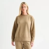 Xersion Womens Oversized Super Soft Fleece Crewneck Sweatshirt Tall In Brown