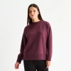 Xersion Womens Oversized Super Soft Fleece Crewneck Sweatshirt Tall In Red