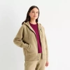 Xersion Womens Oversized Super Soft Fleece Full Zip Hoodie In Brown