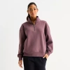 Xersion Womens Oversized Super Soft Fleece Half Zip Pullover In Brown