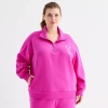 Xersion Womens Oversized Super Soft Fleece Half Zip Pullover Plus In Pink