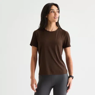 Xersion Womens Performance Crew Neck Short Sleeve T-shirt In Brown