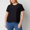 Xersion Womens Performance Crew Neck Short Sleeve T-shirt Plus In Black