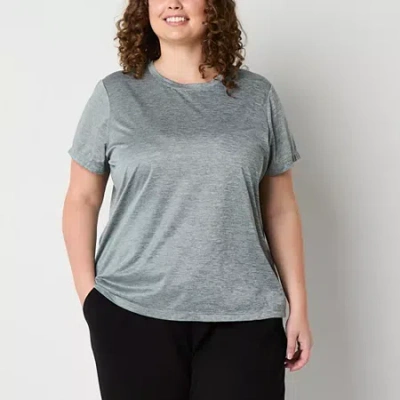 Xersion Womens Performance Crew Neck Short Sleeve T-shirt Plus In Gray