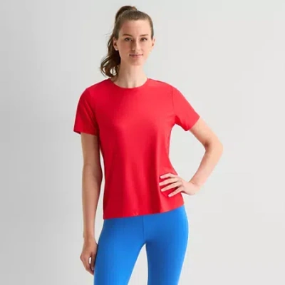 Xersion Womens Performance Crew Neck Short Sleeve T-shirt In Red
