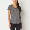 Xersion Womens Performance V Neck Short Sleeve T-shirt In Black