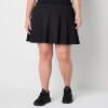Xersion Womens Plus Assymetrical Pleated Quick Dry Knit Skort In Black