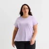 Xersion Womens Plus Crew Neck Short Sleeve Active T-shirt In Purple