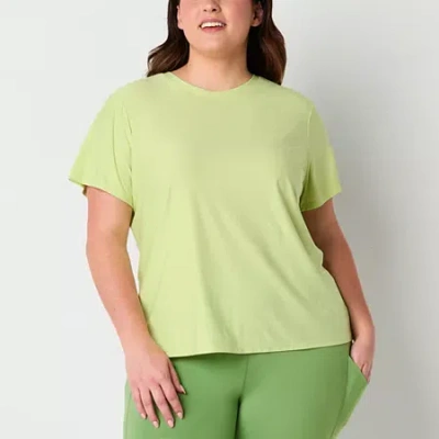 Xersion Womens Plus Crew Neck Short Sleeve Quick Dry Active T-shirt In Green