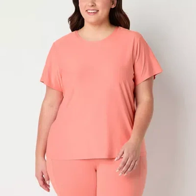 Xersion Womens Plus Crew Neck Short Sleeve Quick Dry Active T-shirt In Pink